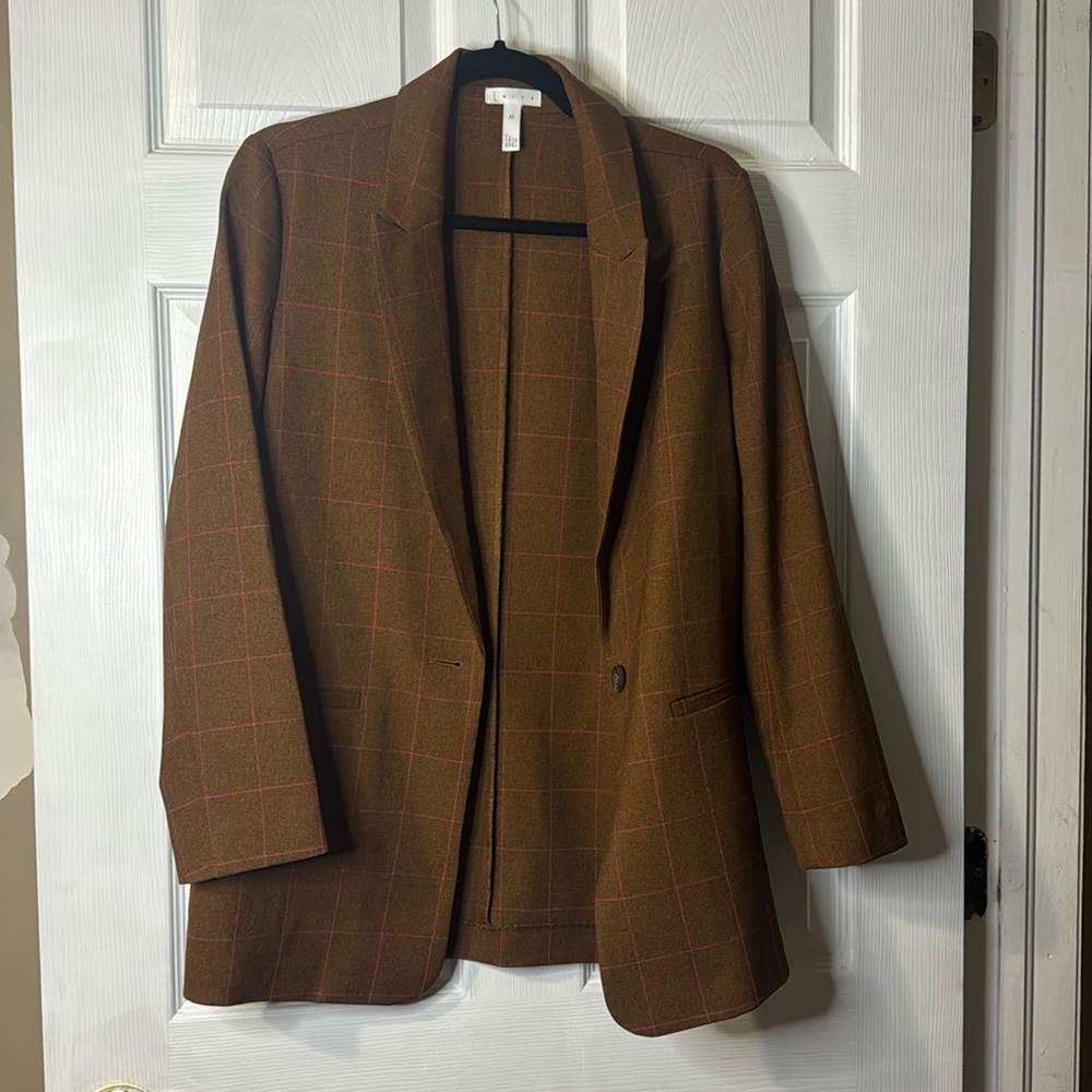 Leith Brown Plaid Blazer